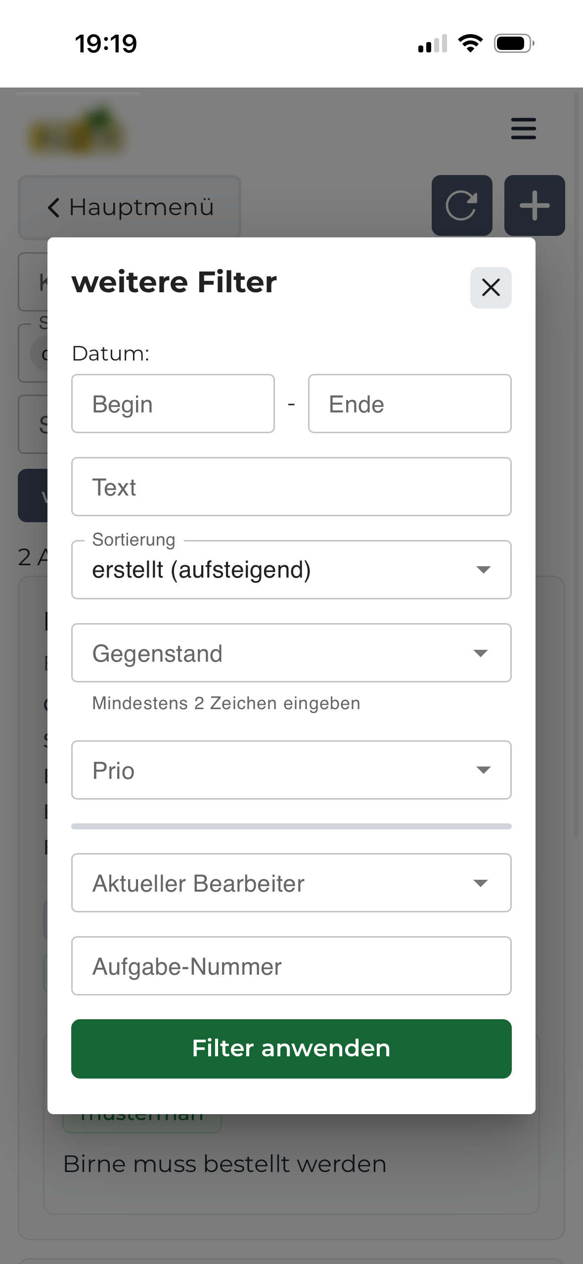 Filter & Suche (Mobile)