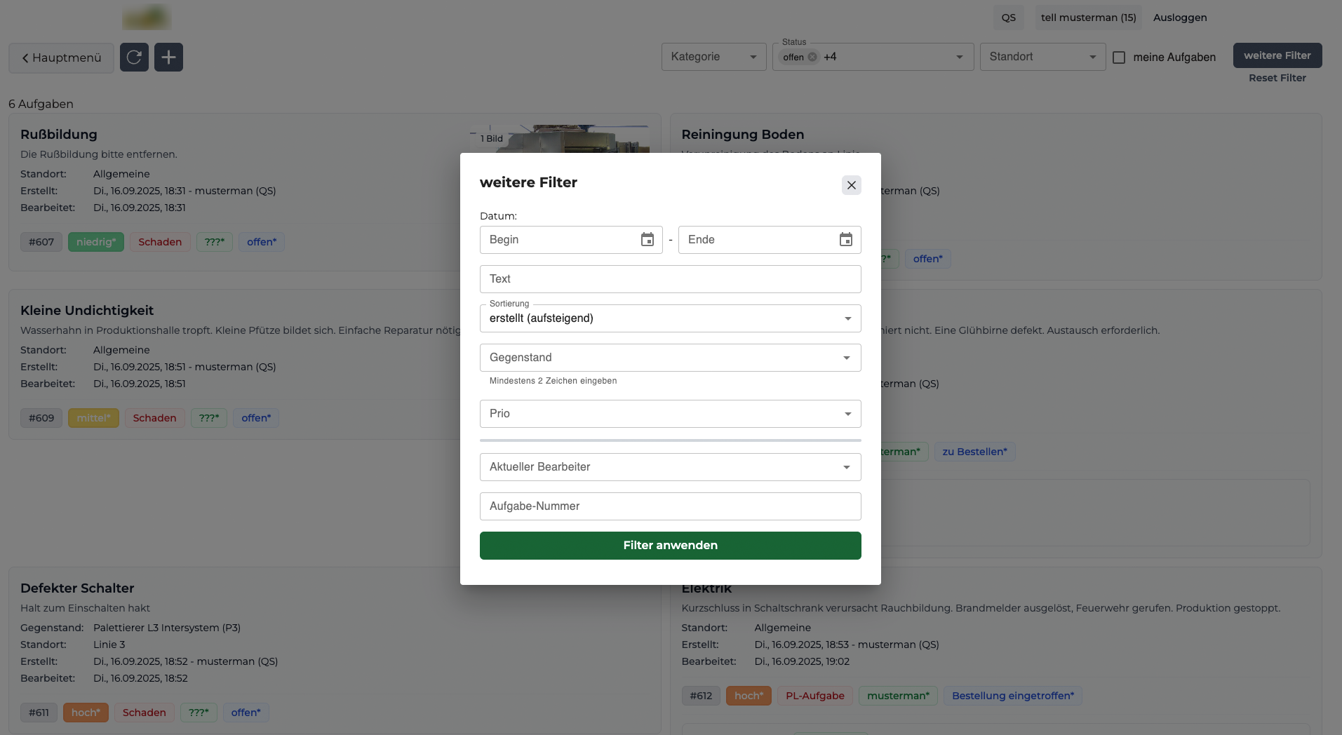 Übersicht – Desktop
